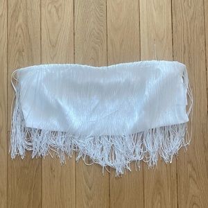 White fringe crop top